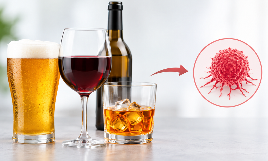 Alcoholic beverages linked to an increased risk of certain types of cancer
