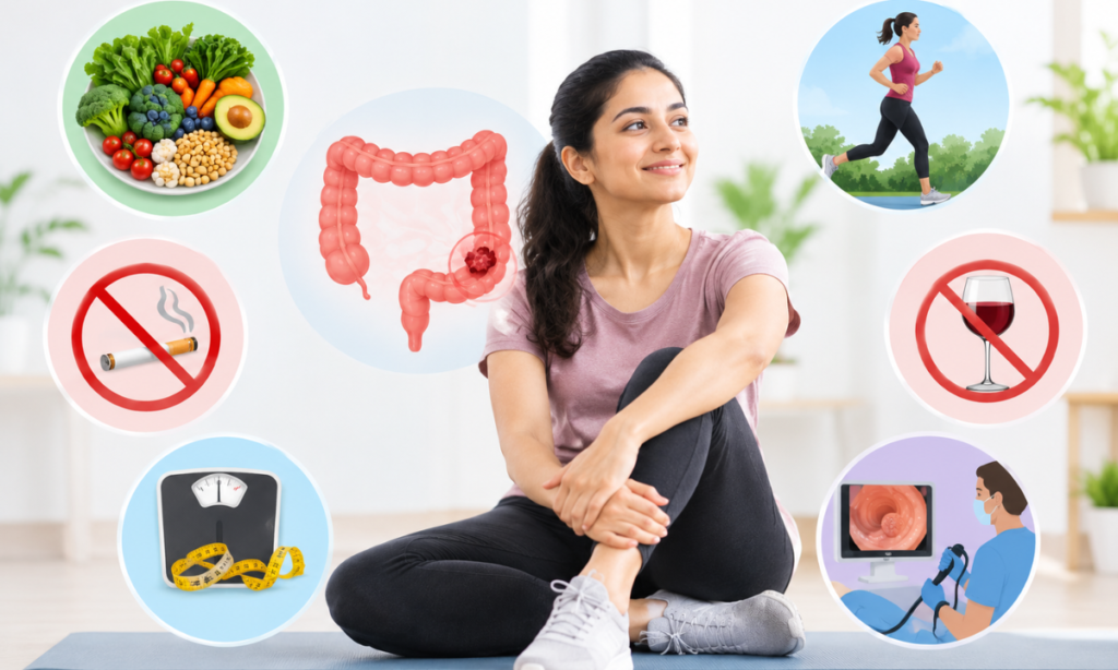 Colorectal cancer prevention through healthy eating, exercise, and regular screening