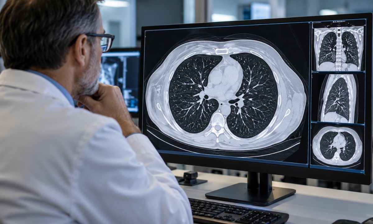 A patient undergoes a PET-CT scan to help doctors assess lung cancer and plan appropriate treatment.